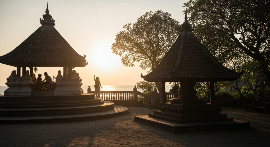 bali java overland solo traveler safe — Photorealistic editorial travel photograph relevant to: An independent planning